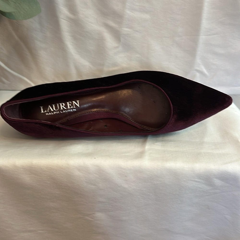 Lauren Ralph Lauren Abbot ll kitten velvet 6.5 pointed toe plum slip on heels - Picture 8 of 12